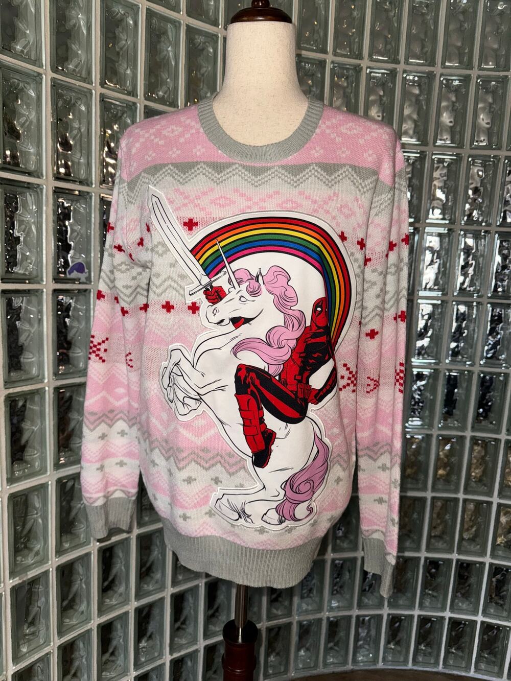 Marvels Deadpool Unicorn Sweater - size M